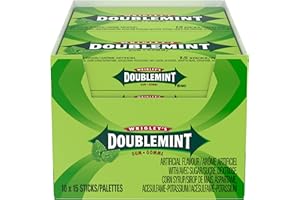 Wrigley's Doublemint Peppermint Flavoured Chewing Gum, 15 Sticks, 10 Packs