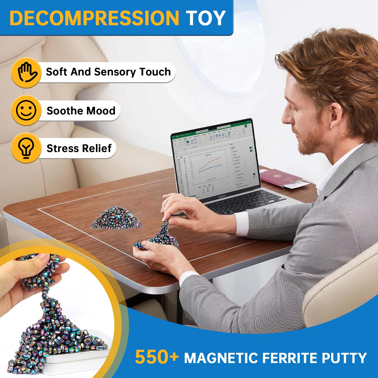 Ferrite Putty, 550 pcs Magnetic Fidget Toy, Crags Ferrite Putty, Fidget Toys Adults for Office Stress/Anxiety Relief, Gifts for Teen, Adults Gifts.
