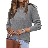 Arach&Cloz Women's Wool Blend Classic Crew Neck Casual Fall Sweaters
