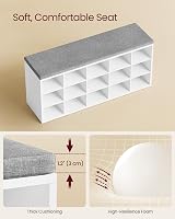 VASAGLE Shoe Bench Storage Bench 15 Compartments 30 x 105 x 48 cm Cloud White view 5