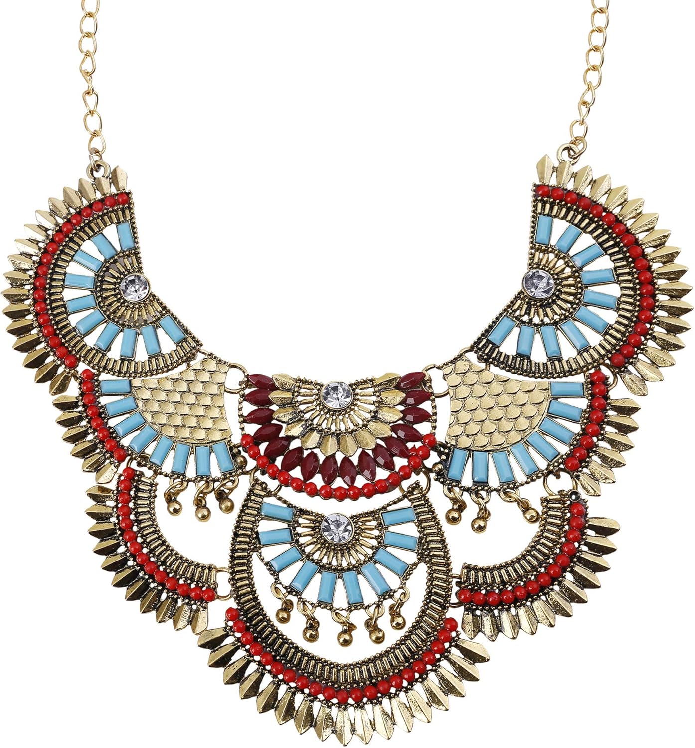 Paxuan Womens Antique Silver/Gold Alloy Vintage Colorful