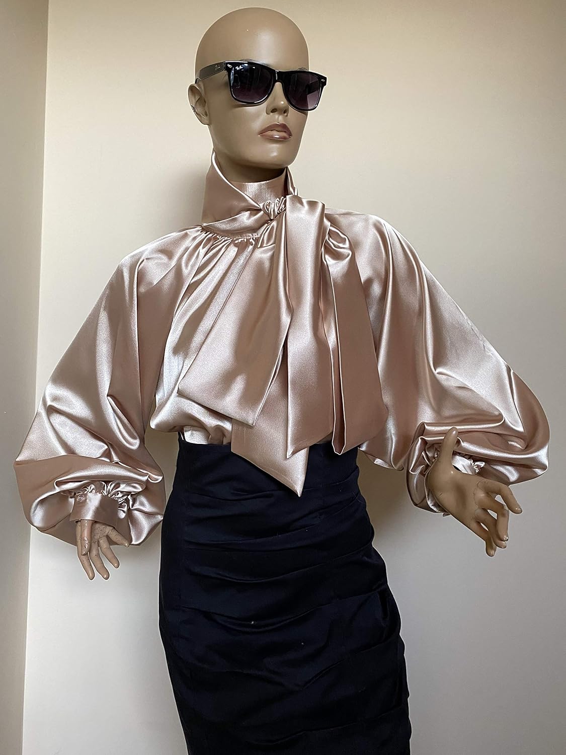 rose gold satin blouse