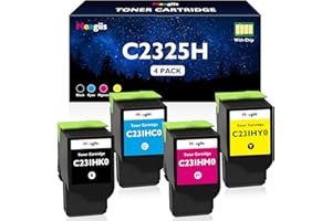 Meagiis C2325H Toner Cartridges, Extra High Yield Replacement for Lexmark C231HK0 C231HC0 C231HM0 C231HY0 for Lexmark C2325 C