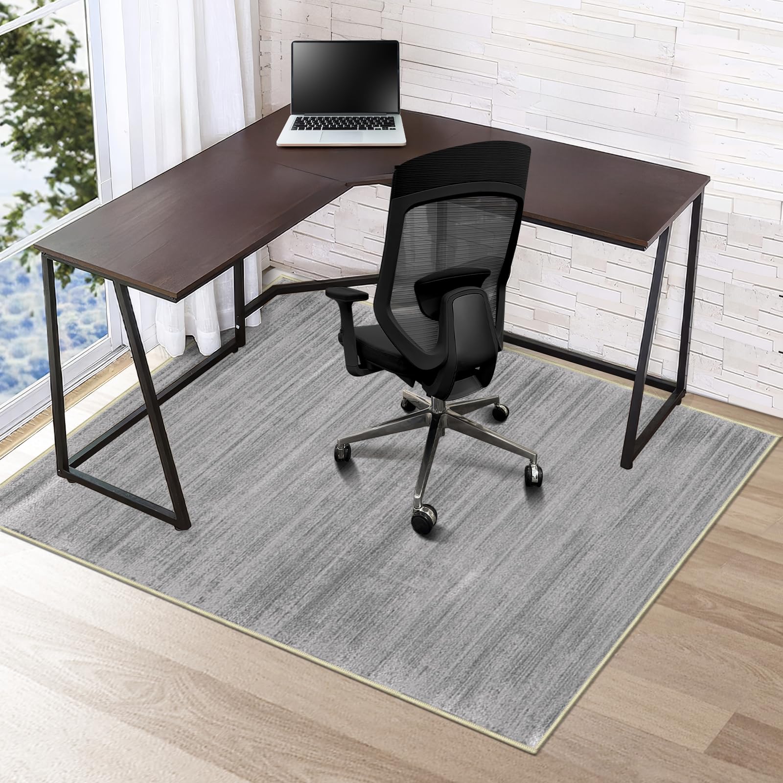 Photo 1 of Azadx Chair Mat for Hardwood Floor 48" x 60" Desk Chair Mat for Hard Floors Slip Resistant Under Desk Rug Protector for Rolling Chairs Computer Chair Mats Low Pile Carpet Floor Protector,Dark Grey