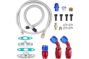 DUEILGO Universal Turbo Charger Oil Feed Line Return Line Drain Pipe Complete Kit - Compatible with T3 T4 T3/T4 T70 T66 T04E, Silver