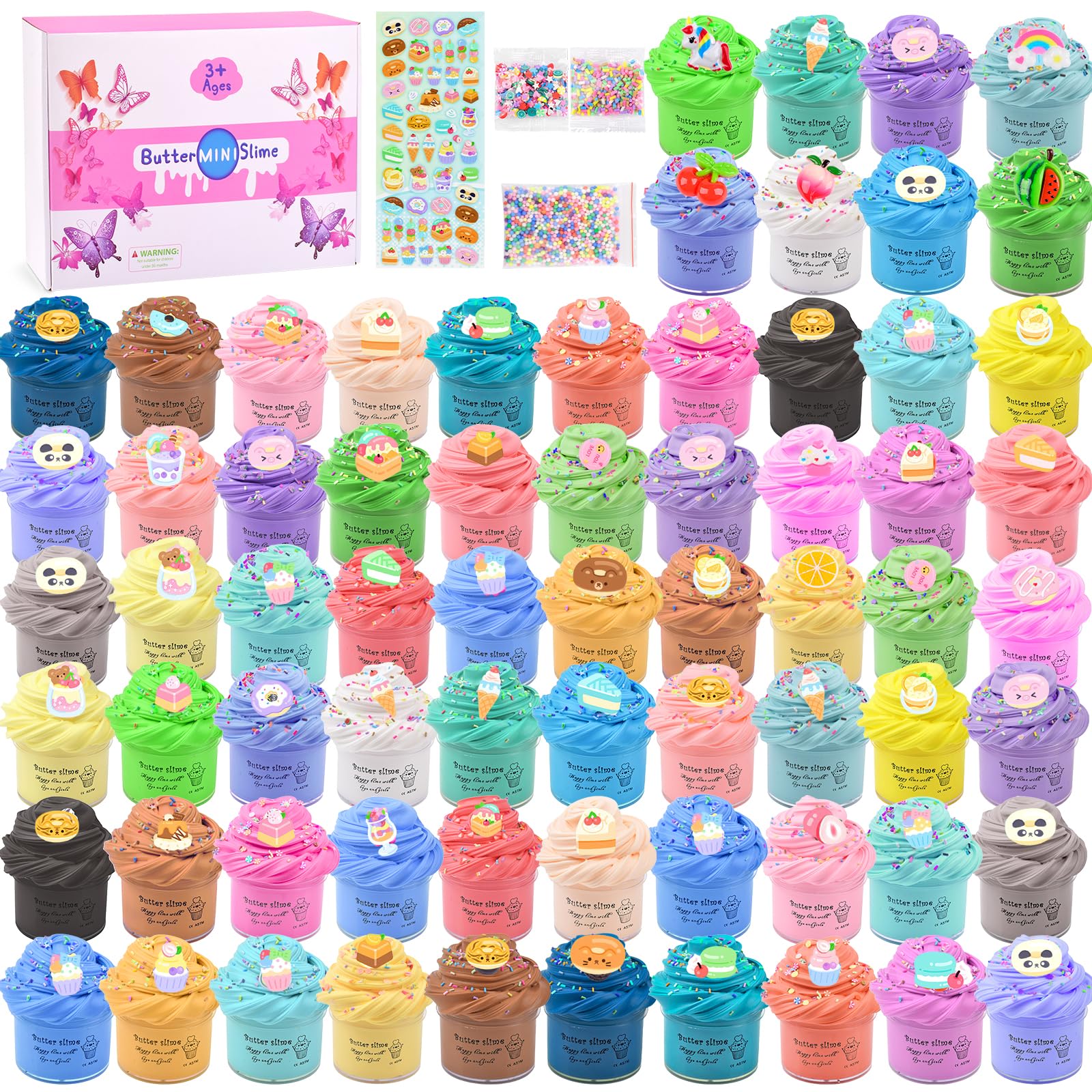 KelvSbem Butter Slime Kit, 68 Pack Mini Slimes for Kids Boys Girls, Colorful Scented Stretchy Non-Sticky Stress Relief Toy, Perfect Halloween Christmas Birthday Gift, Easter Basket Fillers — image 1