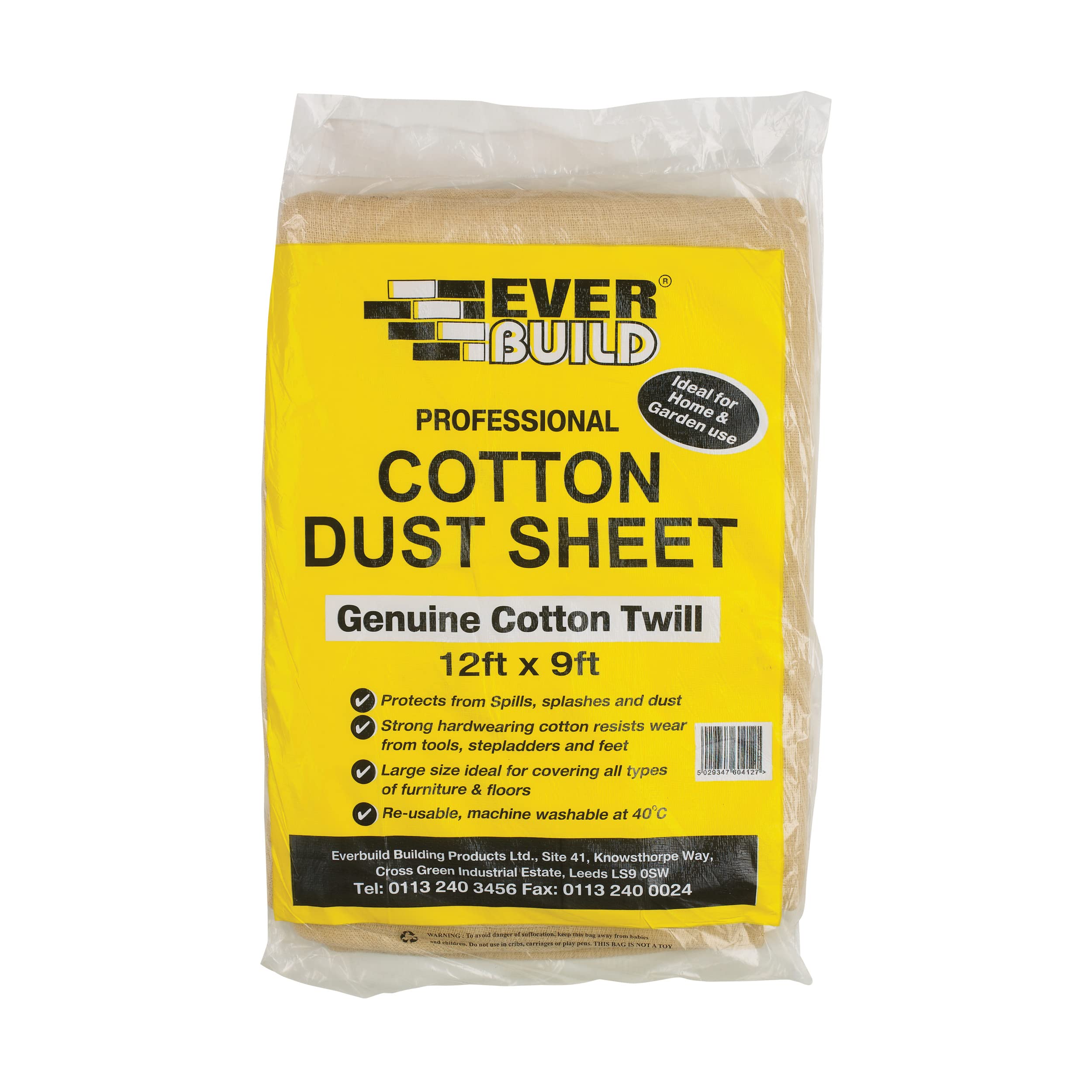 Everbuild Professional Cotton Dust Sheet 12ft X 9ft (3.6m X 2.7m)