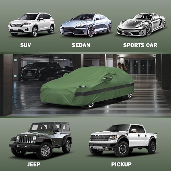 JURMON HEAVY DUTY OUTDOOR CAR COVER COMPATIBLE WITH 2007-2026 JEEP WRANGLER 2 DOOR,WATERPROOF ALL WEATHER FOR AUTOMOBILES, OUTDOOR FULL COVER RAIN SUN UV PROTECTION WITH ZIPPER COTTON