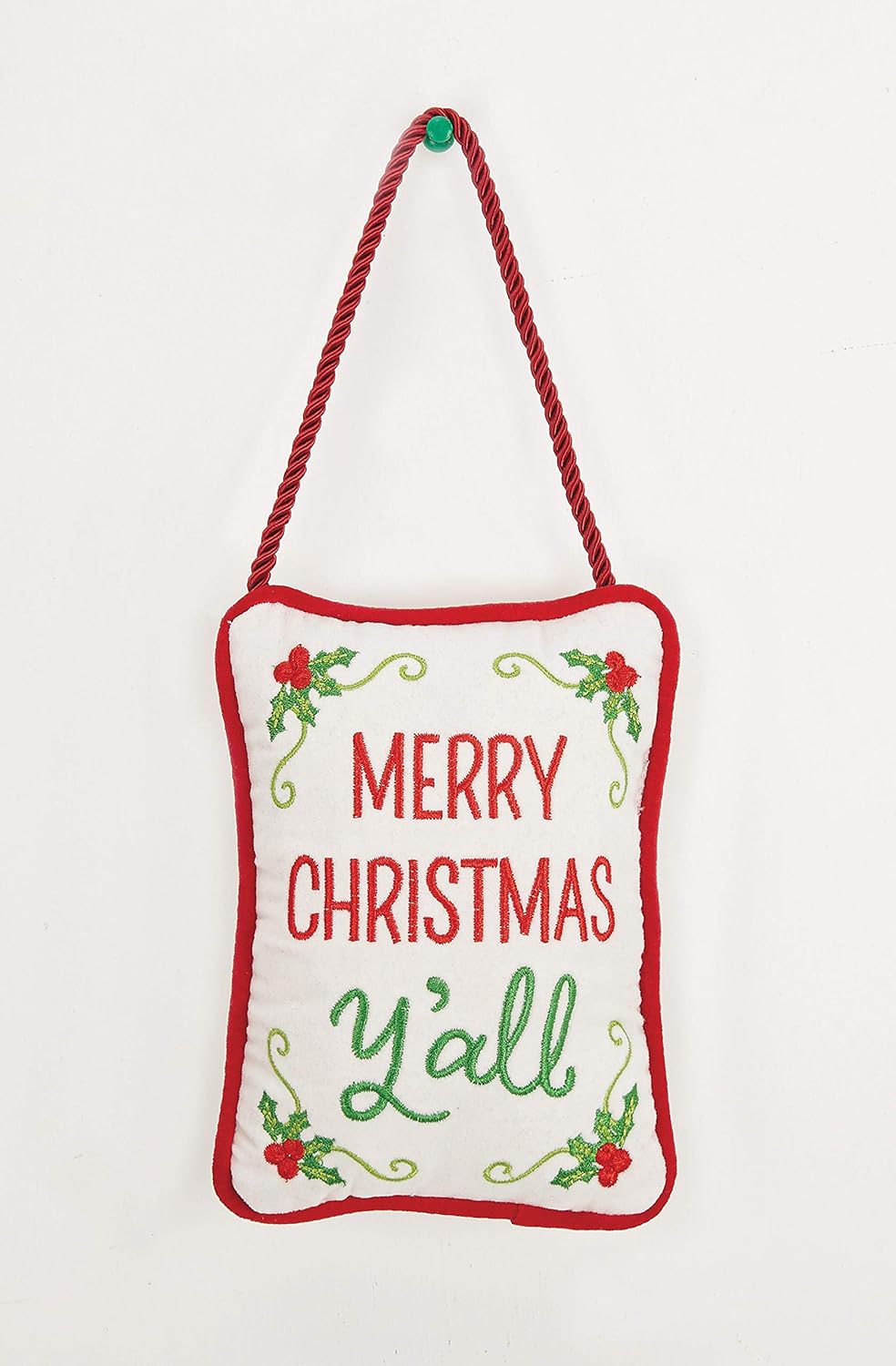 Wreath Hangers - Peking Handicraft 31JES1125C7 Merry Christmas Y'all Velvet Door Hanger, 7-inch Length, Cotton and Velvet