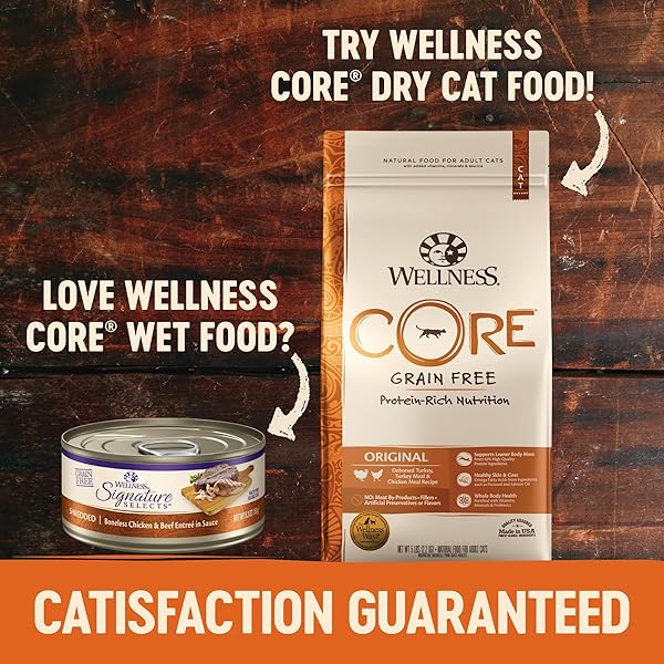 WELLNESS CORE SIGNATURE SELECTS SHREDDED ADULT CANNED WET CAT FOOD, NATURAL, PROTEIN RICH, GRAIN FREE, CHICKEN AND BEEF ENTRÉE RECIPE, 2.8 OZ, PACK OF 12 CANS