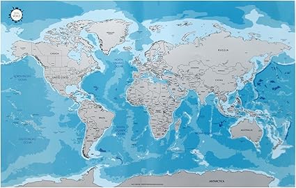 Carte Du Monde à Gratter Bleu Océan Amazonfr Fournitures