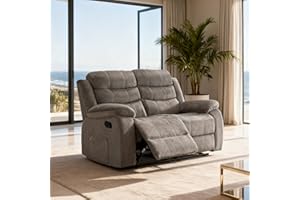 GNMLP2020 Reclining Loveseat Recliner Sofa Couch 2 Seater with Side Pocket, Velvet Double Wall Hugger Loveseat Recliner Sofas for Living Room, RV, Home Theater(Loveseat, Grey)