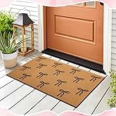 Hahafelt Black Bow Doormat 17 x 30 Inch Outdoor Bowknot Front Door Mat Artificial Coir Rug with Non-Slip Backing Welcome Door