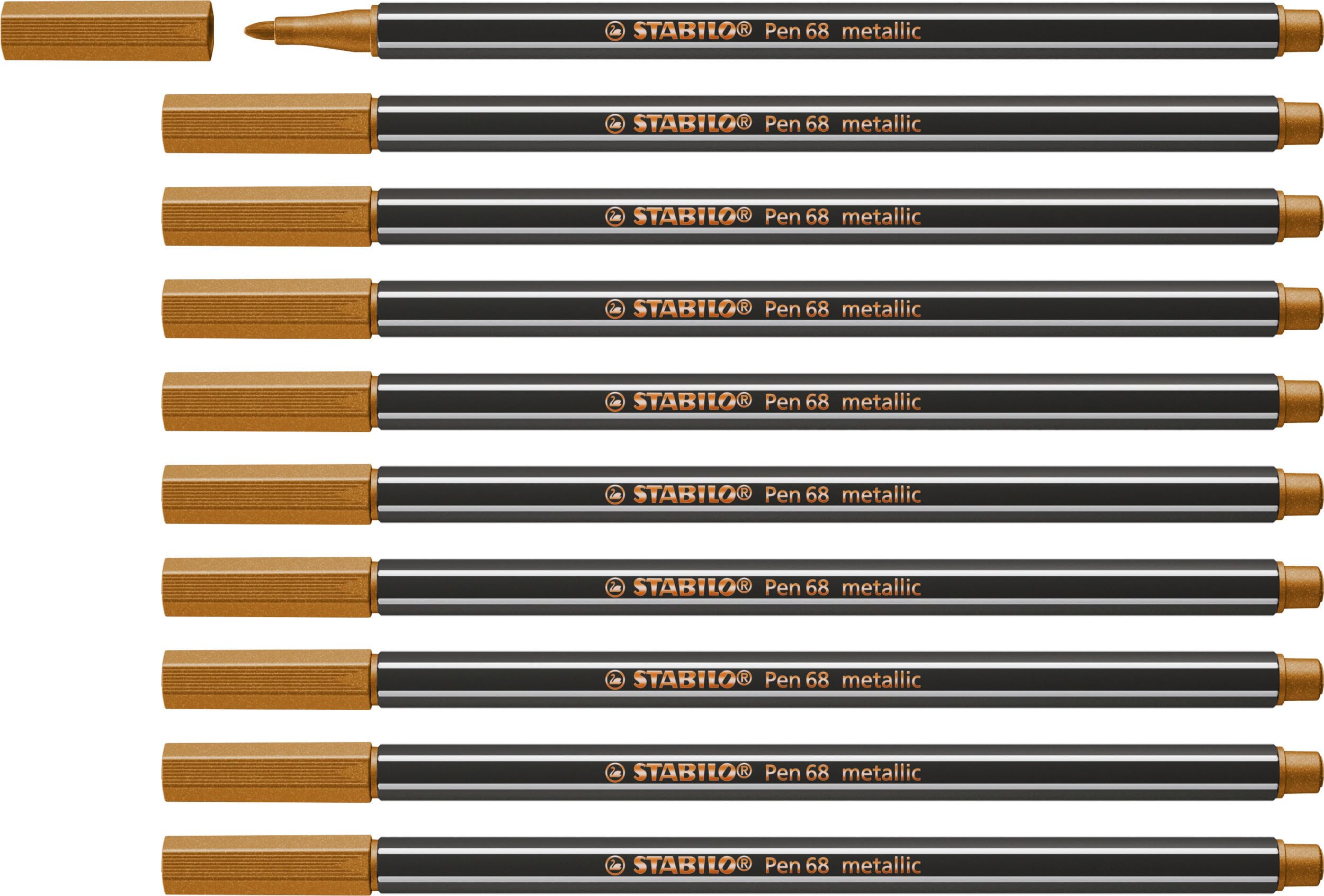STABILO Metallic Premium Felt Tip Pen Pen 68 metallic - Pack of 10 - copper