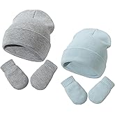 Toddler Baby Beanie Hat and Mittens Set Newborn Hat Toddler Winter Warm Knit Hat for Boys Girl 0-5 Years