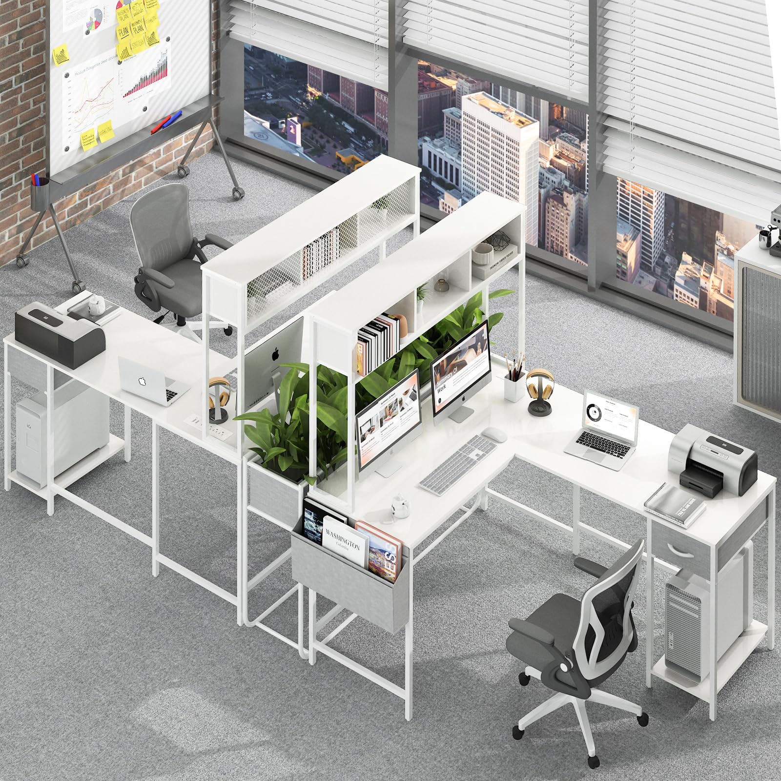 Mua Yoobure L Shaped Desk Gaming Desk with LED Strip & Power Outlet ...