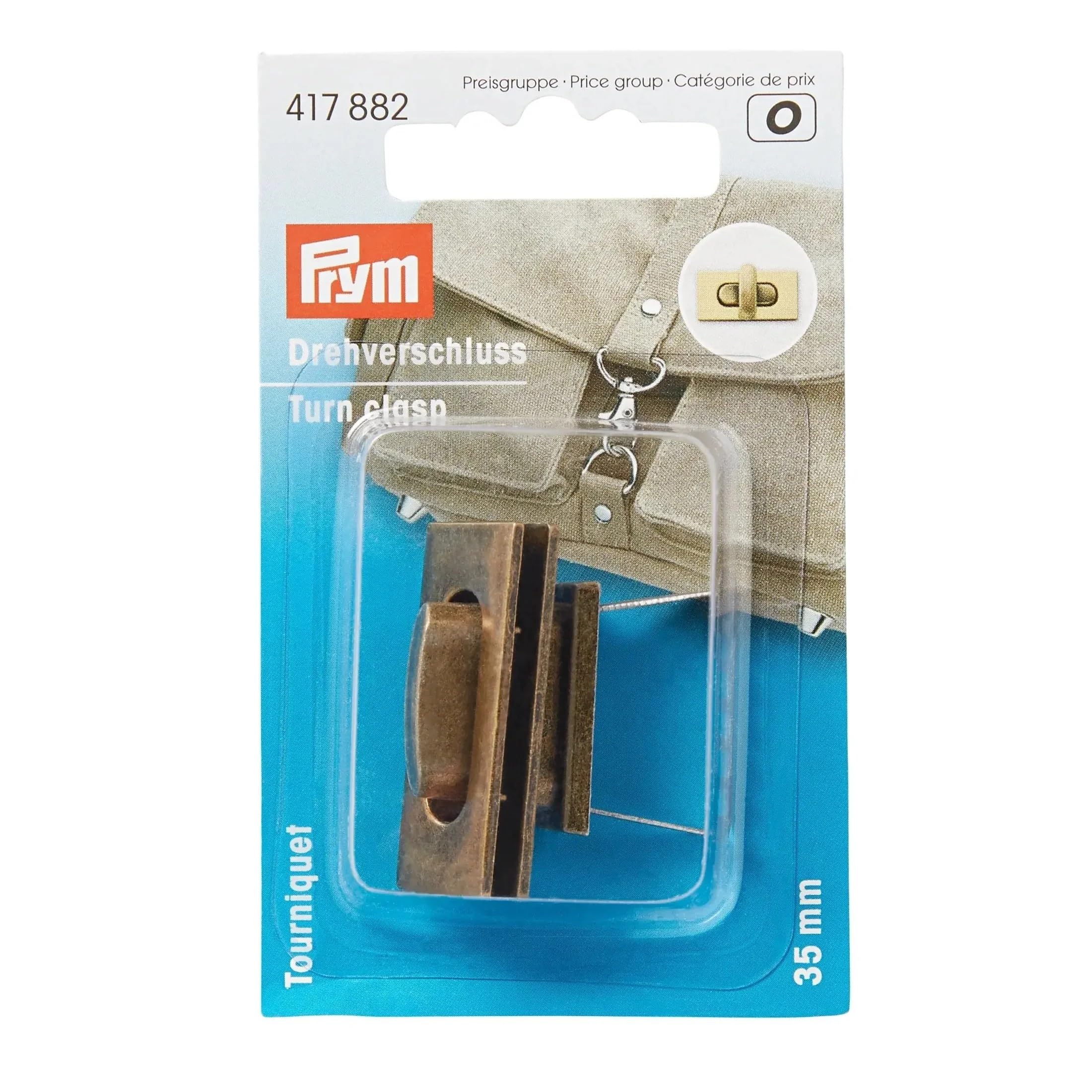 Prym Turn Clasp for Bags, Antique Brass Brushed