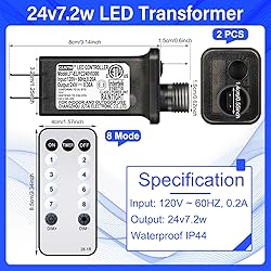 2 Pcs 8 Mode LED Light Transformer Class 2 Power