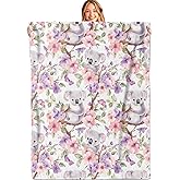 MIEPOS Koala and Floral Throw Blanket,50x60in,Soft,Lightweight Flannel,Cute Pastel Flower Blankets - Gifts for Kids Women Girls,for Couch Office Travel,Home Living Room Whimsical Decor