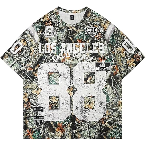 SOLY HUX Men's Y2k Jersey Shirts Letter Graphic Tees Crew Neck