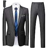 MOGU Suits for Men, 2-Piece Tuxedo Set with 1-Button Jacket, Pants for Formal Events