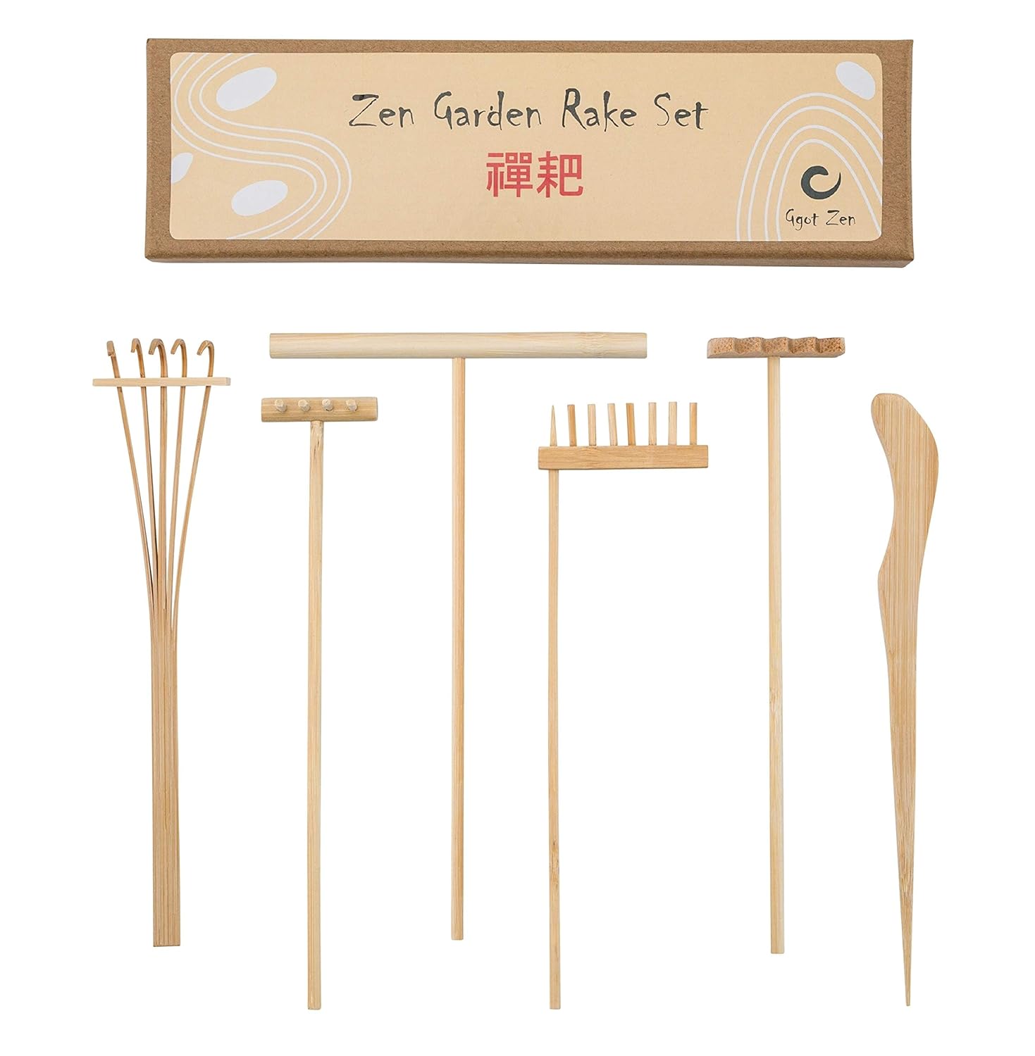 Mini Japanese Zen Garden Rake Bamboo Tool Set, Wooden Sandbox Sand Play