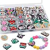 Kovict 30Pcs Medical Focal Beads for Pens, Nurse Silicone Beads for Keychain Making Patterns Focals for Necklace Bracelet Beaded Pen