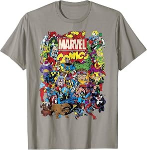 Marvel Comics Retro Classic Avengers Heroes Group Shot T-Shirt