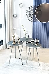 Set of 3 Nesting END Tables - Round Stacking Coffee