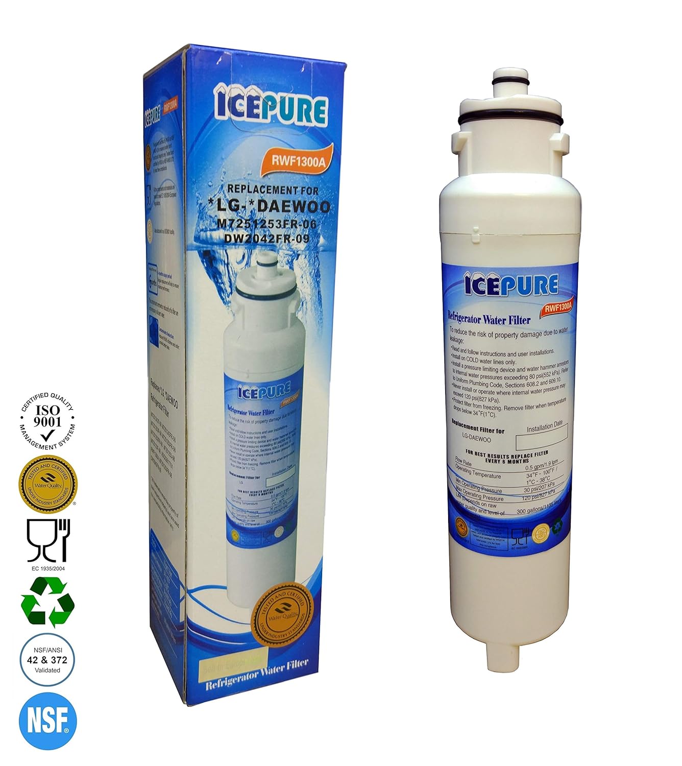 1 unidades rwf1300 a nevera filtro de agua compatible con Daewoo ...