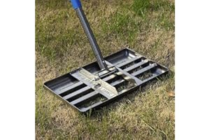 FLY HAWK Lawn Leveling Rake | Levelawn Tool | Level Soil or Dirt Ground Surfaces Easily | 18” x 10” Ground Plate | rakes for lawns Heavy Duty 72” Extra Long Handle | Extracted Iron Metal Black
