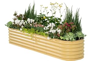 Vego garden Raised Garden Bed Kits, 17" Tall 9 in 1 8ft X 2ft Metal Raised Planter Bed for Vegetables Flowers Ground Planter Box, Sunlit Oak