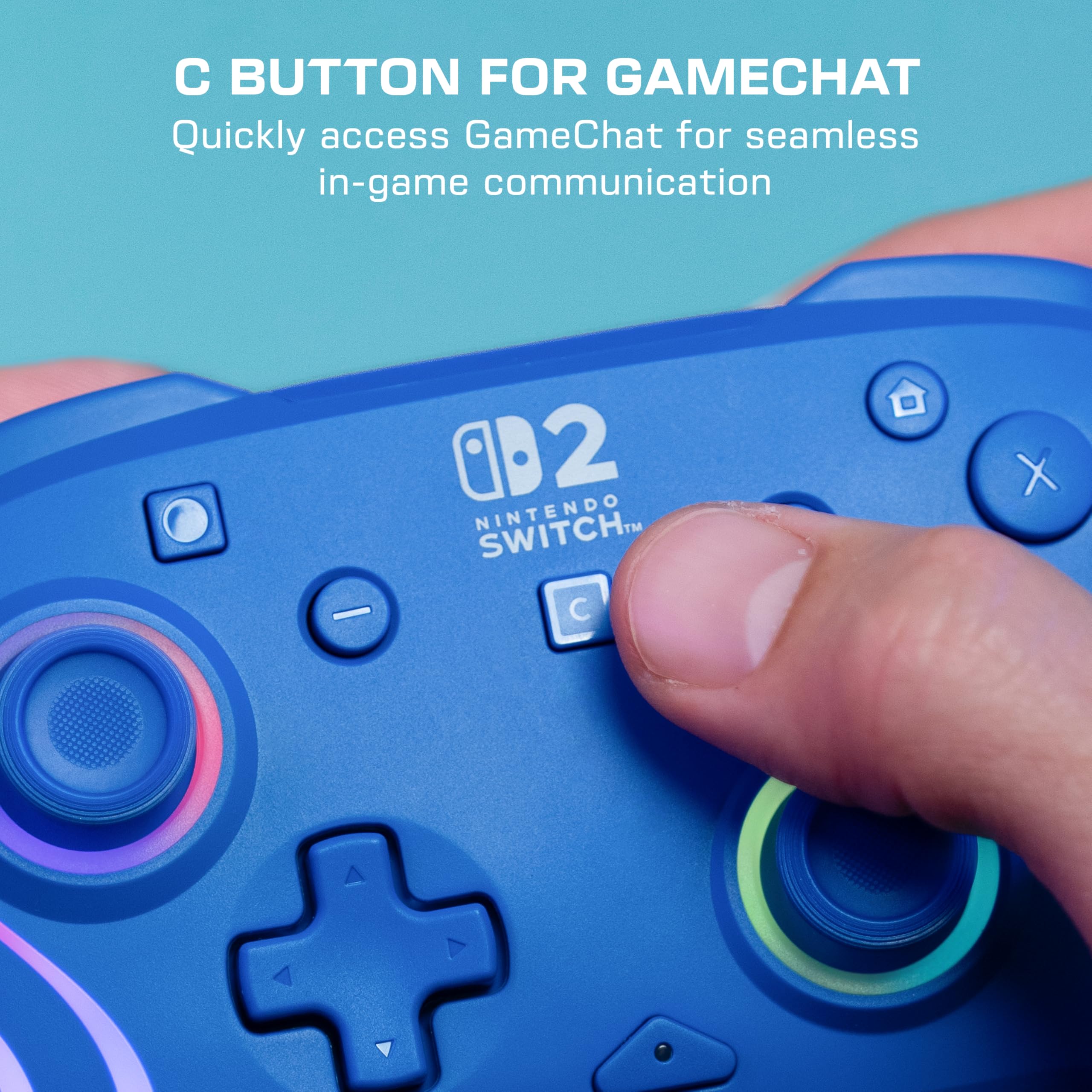 Turtle Beach Afterglow Wave Blau Kabelloser RGB-Gaming-Controller offiziell lizenziert für Nintendo Switch 2 2