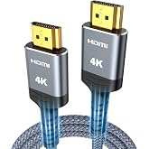 Highwings HDMI Cable 6.6 ft, 4K HDMI 2.0 HDR, Braided, ARC 3D HDCP 2.2 | High Speed HDMI Cord, Right on 60Hz, Accurate Color &amp; Stable Signal for Designers, Ethernet and Video, for PC Monitor TV