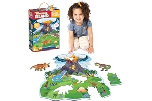 Peaceable Kingdom Dinosaur Island Floor Puzzle - Thick and Sturdy Puzzle Pieces - Includes Storage Box with Carrying Cord - Over 3 Feet Tall - Floor Puzzles for Kids Ages 3-5
