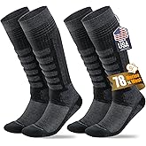 SAMSOX 2-Pair Merino Wool Ski Socks, Made in USA Over-the-Calf Skiing and Snowboarding Socks for Men & Women (Ashland)