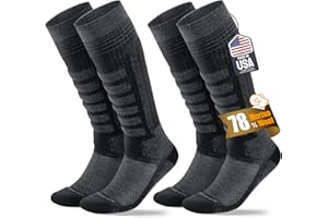 SAMSOX 2-Pair Merino Wool Ski Socks, Made in USA Over-the-Calf Skiing and Snowboarding Socks for Men & Women (Ashland)