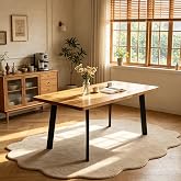 domusdisn Modern 47.2"-63" Extendable Rectangular Dining Room Table, Walnut | Removable Extension Leaf, Durable MDF Tabletop, Accommodates 4-8 Guests, Great for Dining Room Small Kitchen &amp; Dinner Spaces