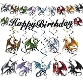 Pre-assembled Dragon Birthday Party Decorations Dragon Themed Decor Dragon Party Favors Dragon Theme Birthday Decorations for Wall Door Window Ceiling Dragon Banners and Hanging Ceiling