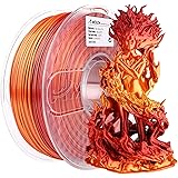 AMOLEN PLA 3D Printer Filament, 1.75mm Silk Shiny Red Gold Gradient Filament 1KG/2.2lb