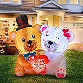 Capoda 4 ft Valentine's Day Inflatable Couple Bear with Love Heart LED Valentines Inflatables Outdoor Decorations Sweet Couple Bear Blow up Yard Decoration for Wedding Garden Yard Lawn Party