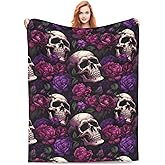 POUBUG Skull Flannel Blankets 50x40 Inches,Sofa Throw Blanket Lightweight Cozy Plush,Blanket for Couch Sofa,Blanket Decor Gifts for Women and Men