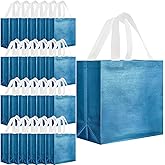 Eccliy 80 Pieces Gift Bags Set Glossy Reusable Tote with Handle Grocery Bags for Wedding, Easter, Valentines, Spring Events(12 x 11 x 4.7 Inch,Lake Blue)