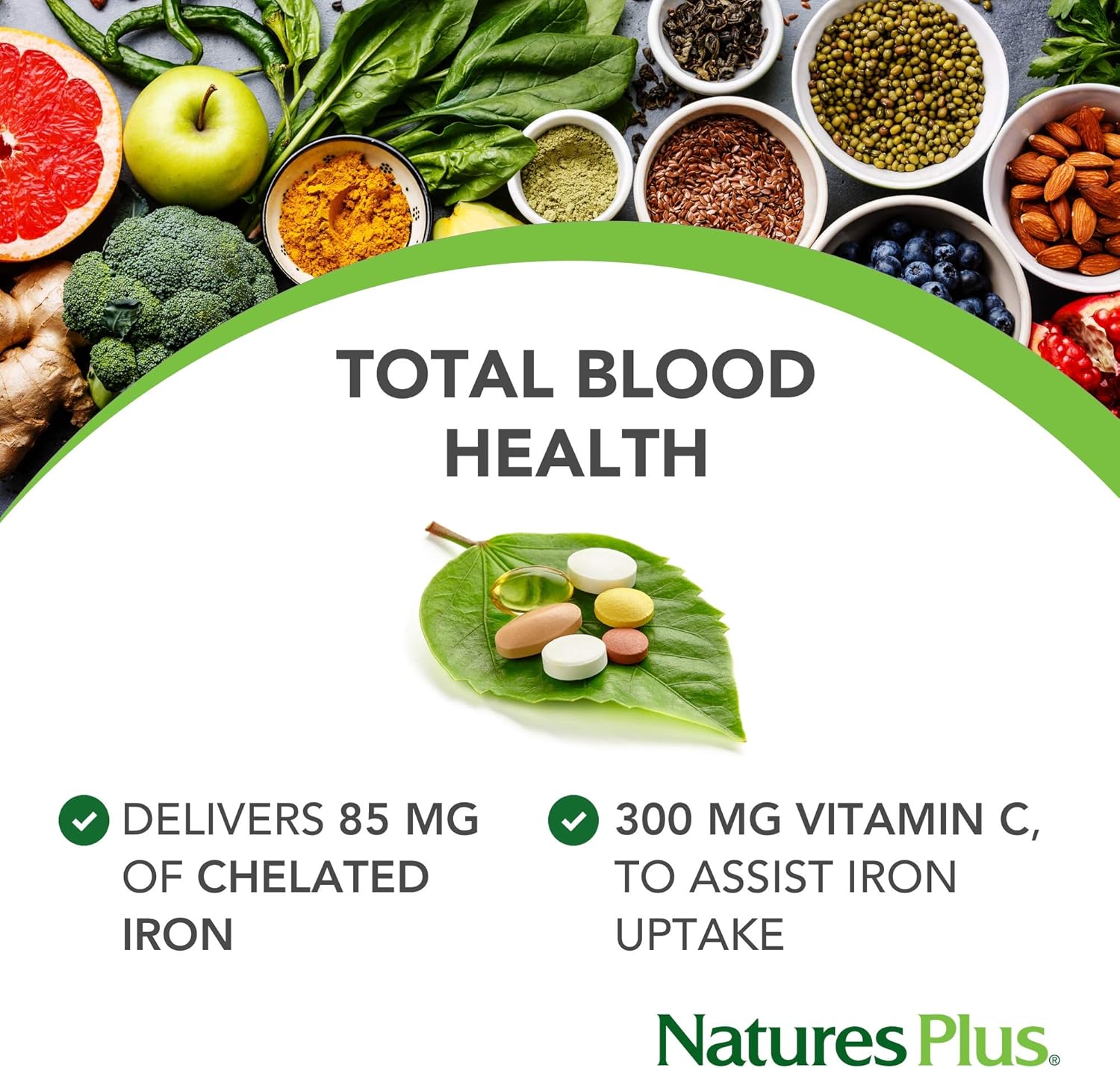 NaturesPlus Hema-Plex Softgels - 85 mg Elemental Iron,60 Count (Pack of 1) Softgels - Fast Acting Supplement For Total Blood Health - Gentle Formula - Gluten-Free - 20 Total Servings: Health & Personal Care