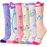 WEVIAS Girls Knee High Socks Kids Long Crazy Fun Silly Gifts Boot Cute Animal Funny Tall Cotton Socks 6 Pairs