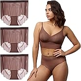 Mid Rise Seamless Underwear for Women – Breathable Full Back Coverage Women Brief - Scalloped Edge No Show Panties for Womens