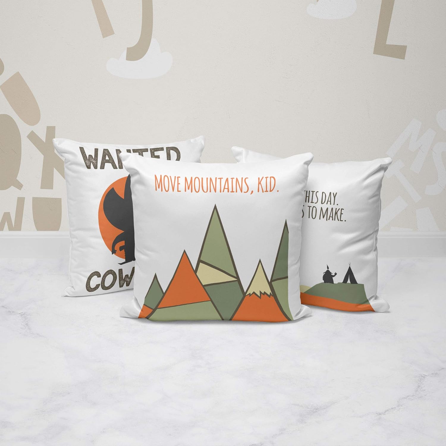 Amazon Com Wanted Cowboy 3pcs Kids Throw Pillow Set Throw Pillow