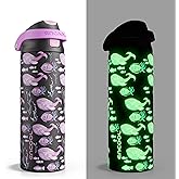 ENCOOL Leakproof Insulated Water Bottle with Straw Dual-Sip Water Bottle Bag-Safe Design for Work, Commute & Gym – Keeps Drinks Cold All Day, 24 oz, Neon Whale