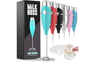 Milk Boss Matcha Whisk - Handheld Electric Stirrer - Frother Wand & Drink Mixer - Whisk for Green Tea - Durable Stainless Steel Blender - Smooth Teal Mighty