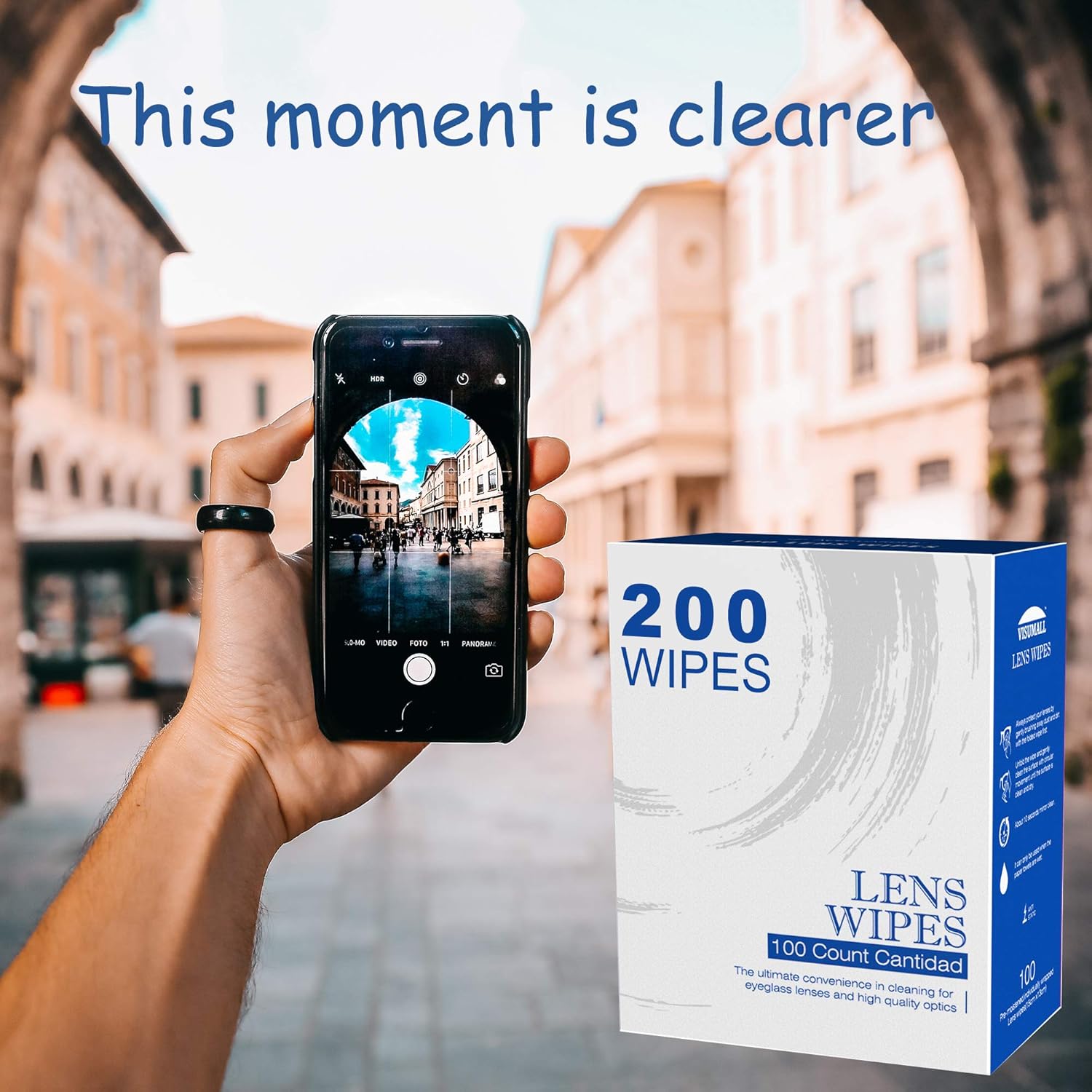 Eyeglass Cleaner Lens Cleaning Wipes-200 Individual Wrapped Pre-Moistened Glasses Cleaning Wipes | Suitable for Glasses, Sunglasse, Phone, Camera Lense, Computer Screen | Quick-Dry, Streak-Free: Health & Personal Care